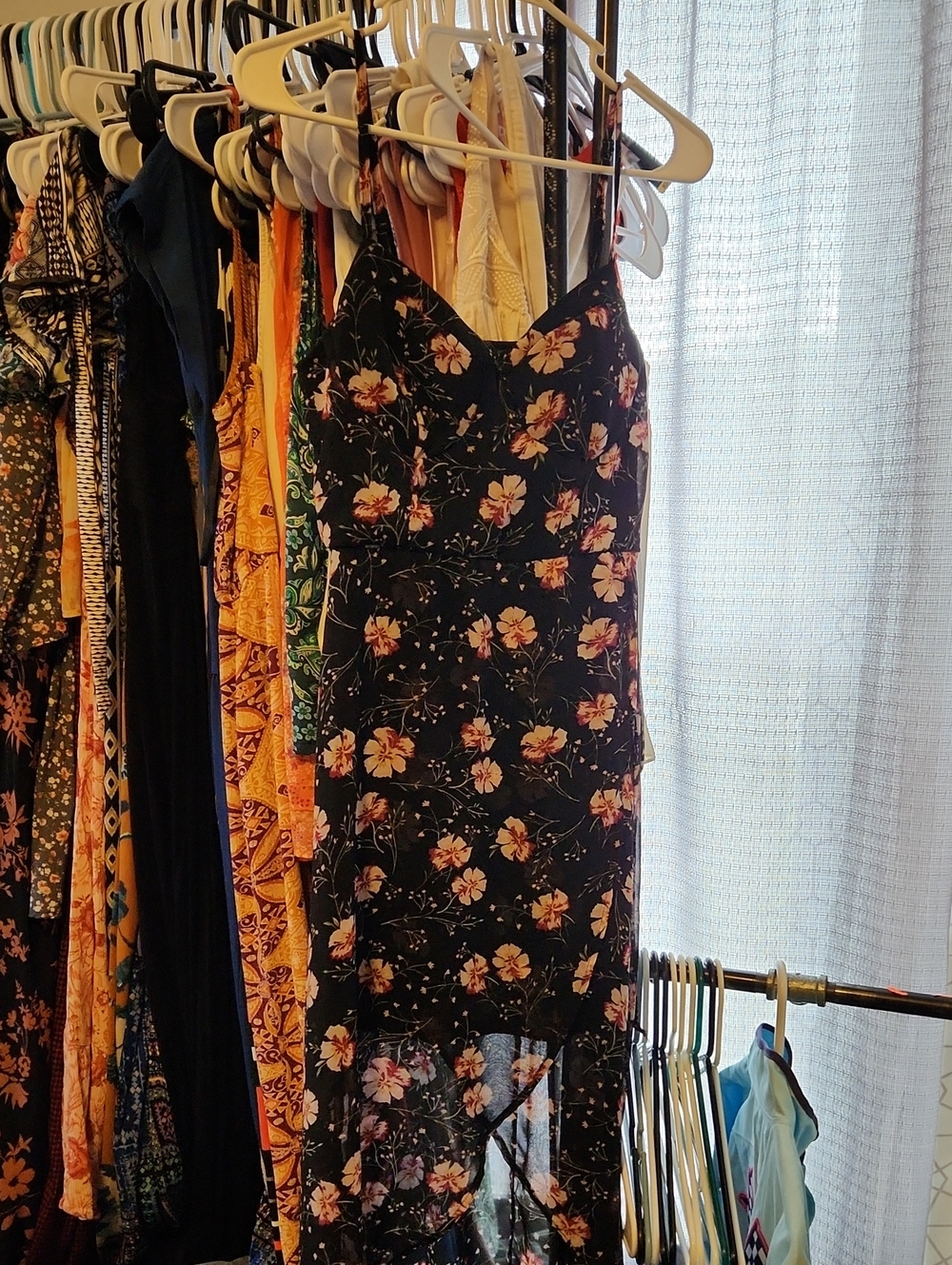 Lily Rose Black Floral Asymmetrical Slip Dress